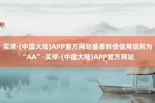 买球·(中国大陆)APP官方网站盛泰转债信用级别为“AA”-买球·(中国大陆)APP官方网站