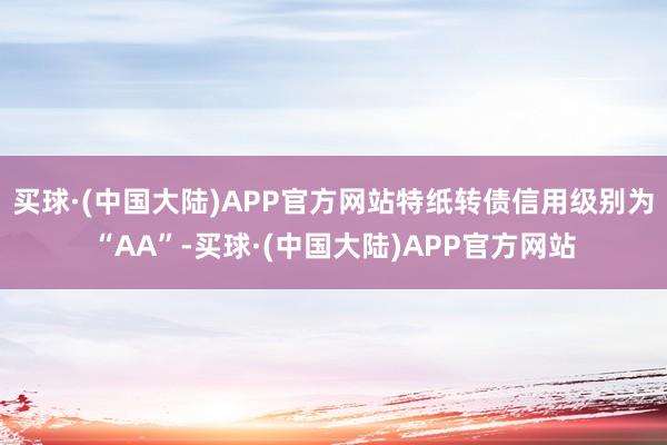 买球·(中国大陆)APP官方网站特纸转债信用级别为“AA”-买球·(中国大陆)APP官方网站