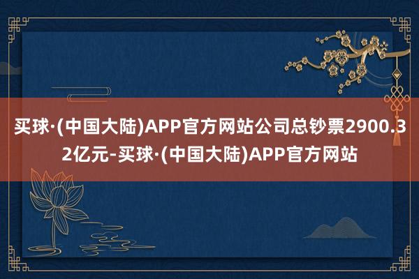 买球·(中国大陆)APP官方网站公司总钞票2900.32亿元-买球·(中国大陆)APP官方网站