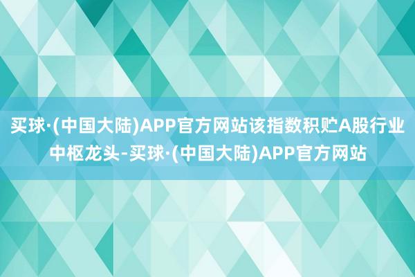 买球·(中国大陆)APP官方网站该指数积贮A股行业中枢龙头-买球·(中国大陆)APP官方网站