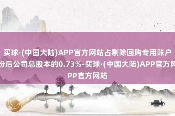 买球·(中国大陆)APP官方网站占剔除回购专用账户股份后公司总股本的0.73%-买球·(中国大陆)APP官方网站