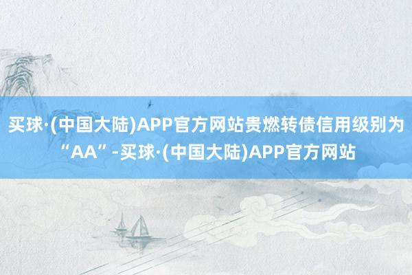 买球·(中国大陆)APP官方网站贵燃转债信用级别为“AA”-买球·(中国大陆)APP官方网站