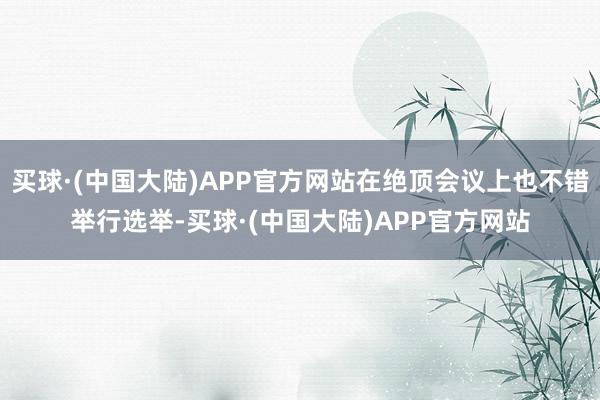 买球·(中国大陆)APP官方网站在绝顶会议上也不错举行选举-买球·(中国大陆)APP官方网站