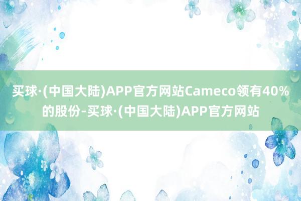 买球·(中国大陆)APP官方网站Cameco领有40%的股份-买球·(中国大陆)APP官方网站