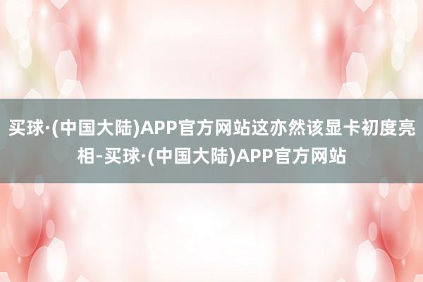 买球·(中国大陆)APP官方网站这亦然该显卡初度亮相-买球·(中国大陆)APP官方网站